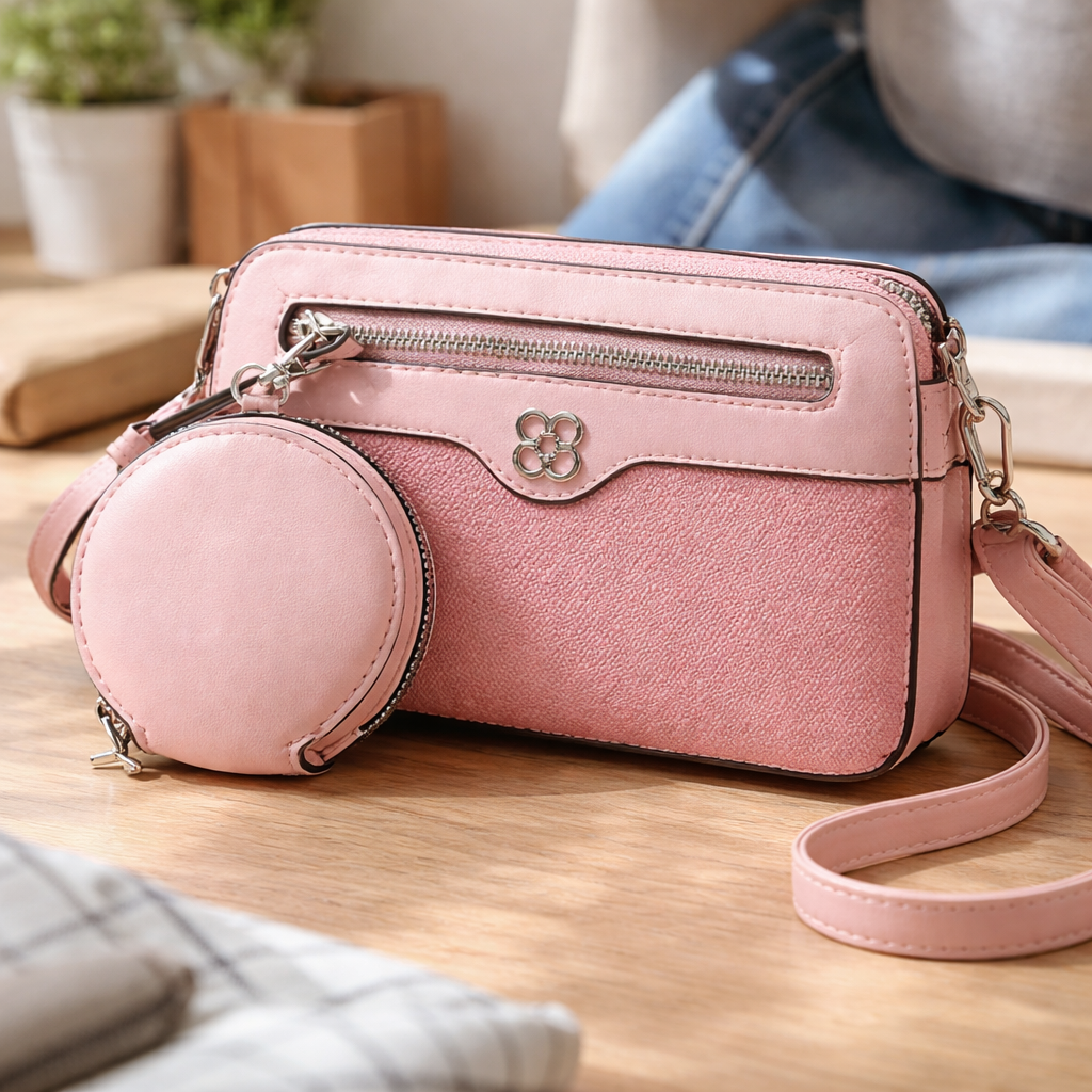 Pink Mini Crossbody Bag with Coin Pouch