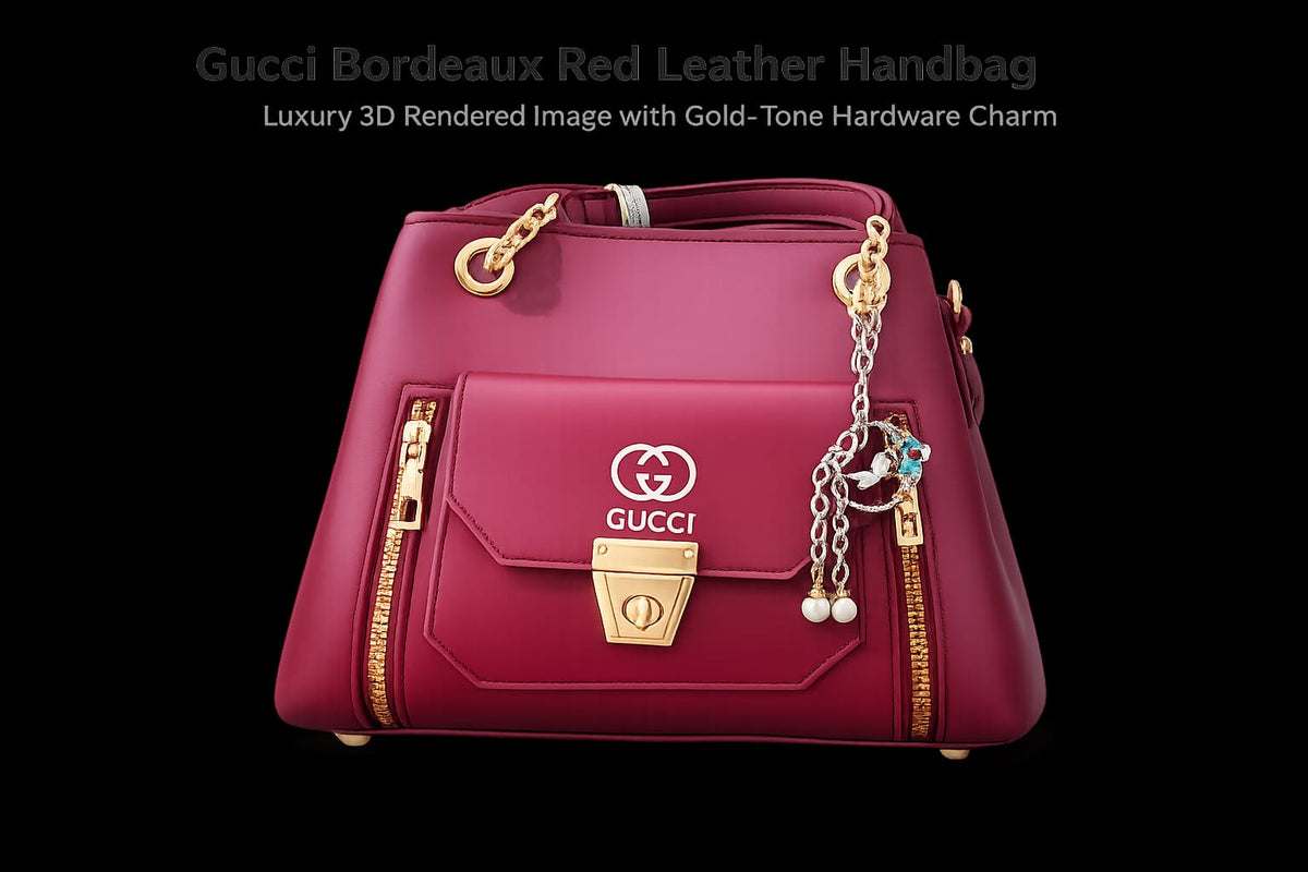 Luxury Bordeaux Red Leather Handbag – Elegant Designer Shoulder Bag with Gold Hardware