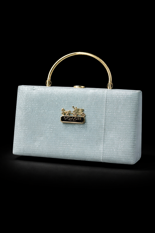Luxury Glitter Box Clutch Bag with Metal Handle – Elegant Party Handbag